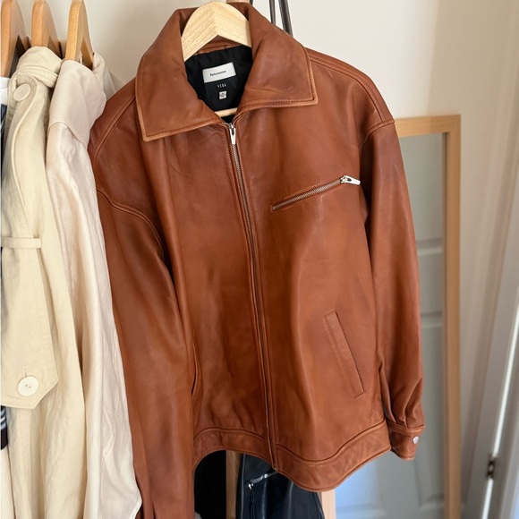 Reformation Jackets & Blazers - Reformation Brown Leather Zip-Front Jacket